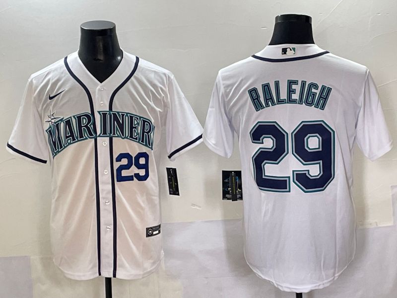 Men 2025 Seattle Mariners 29 Raleigh White Game Nike MLB Jersey style 4